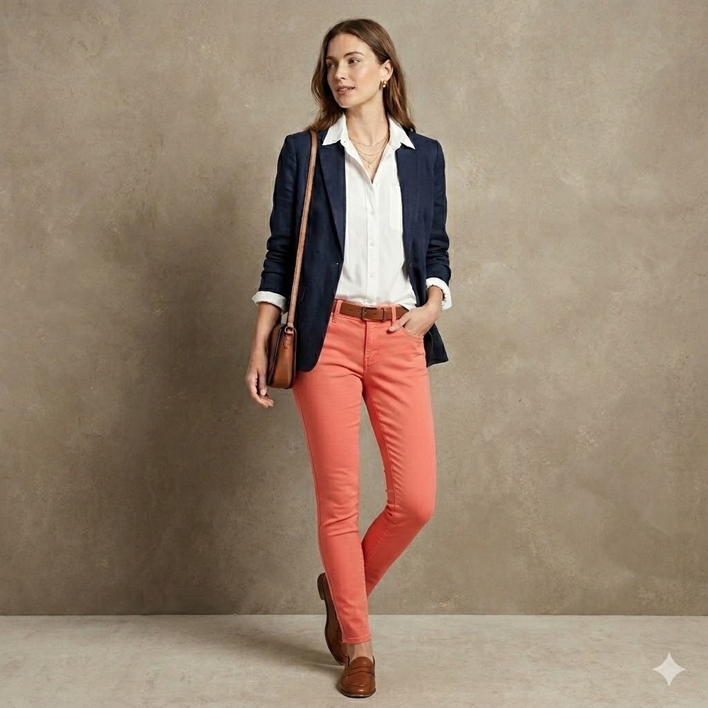 Paige Verdugo Ankle Jeans Women 27 Coral Pink Skinny Mid Rise Stretch Denim‎